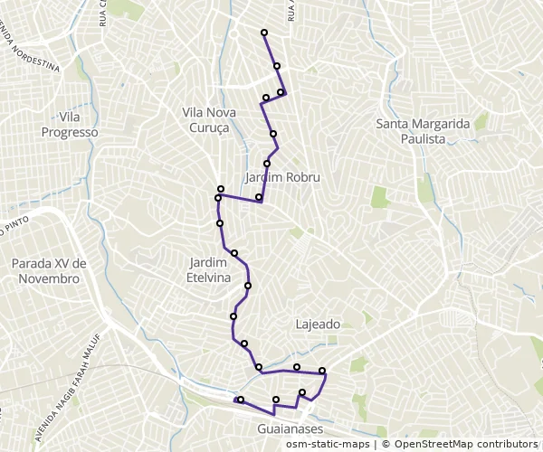 Mapa do itinerário da linha
