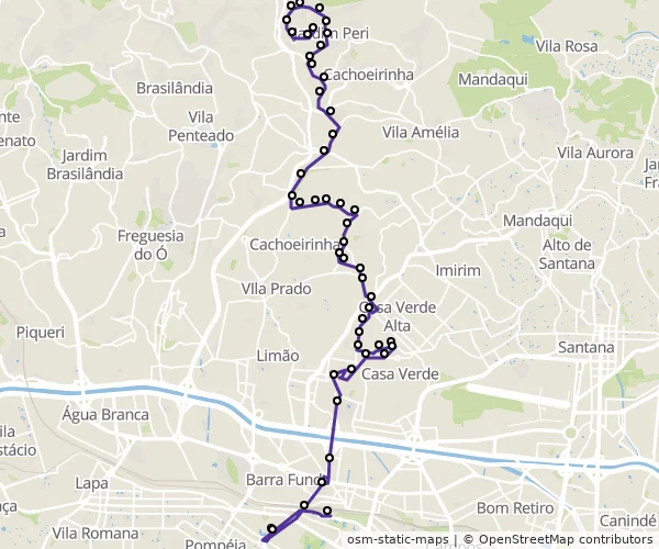 Mapa do itinerário da linha