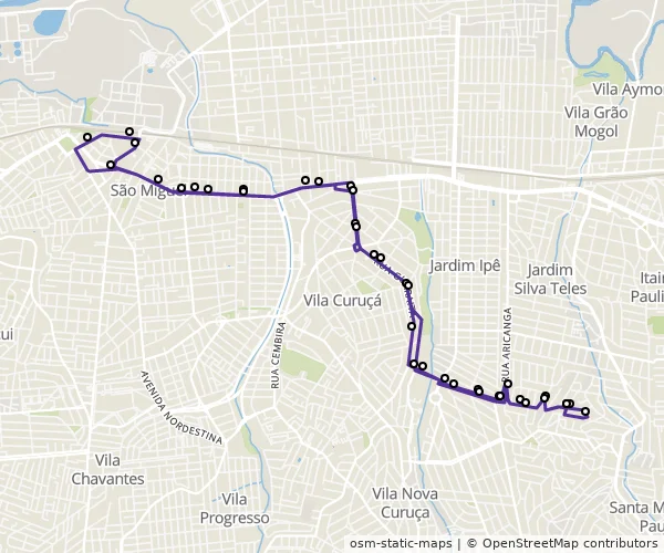 Mapa do itinerário da linha