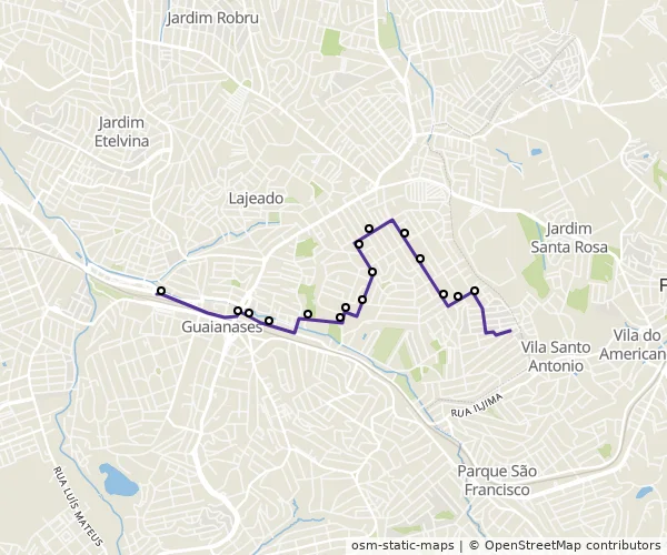 Mapa do itinerário da linha