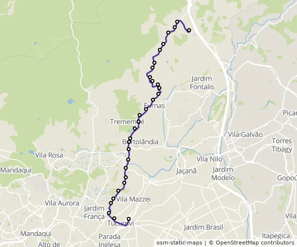 Mapa do itinerário da linha