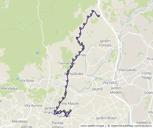 Mapa do itinerário da linha