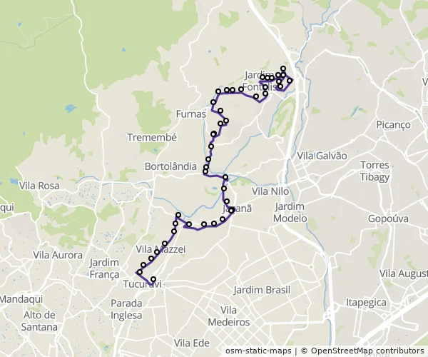 Mapa do itinerário da linha