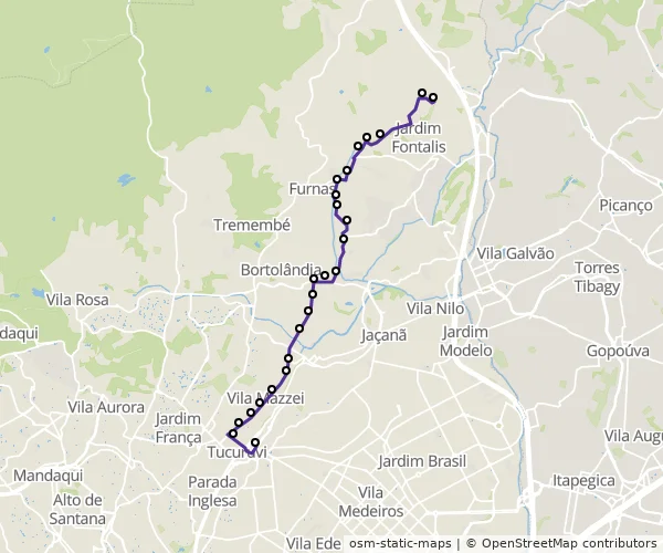 Mapa do itinerário da linha