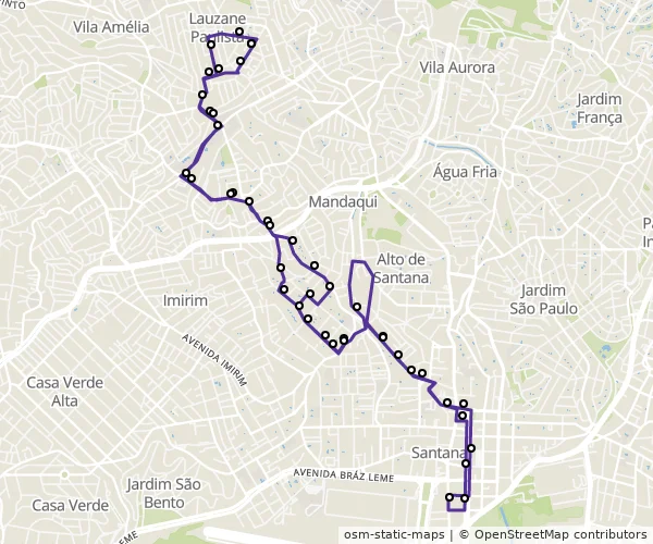 Mapa do itinerário da linha
