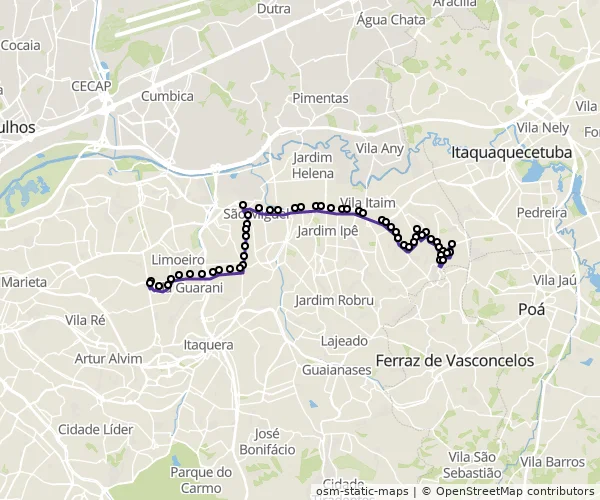 Mapa do itinerário da linha