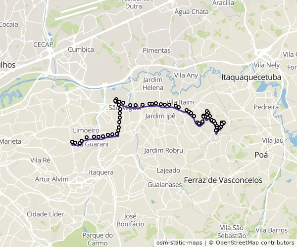 Mapa do itinerário da linha