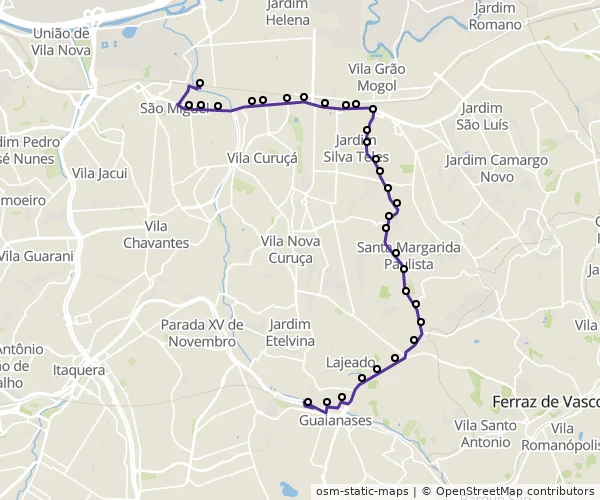 Mapa do itinerário da linha