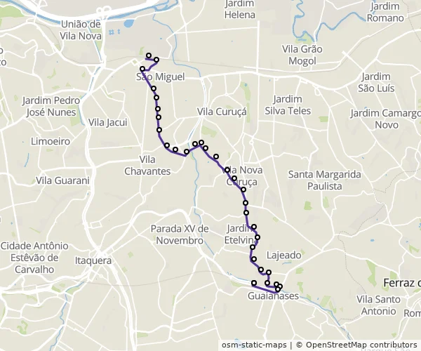 Mapa do itinerário da linha