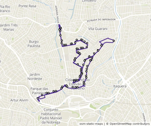 Mapa do itinerário da linha