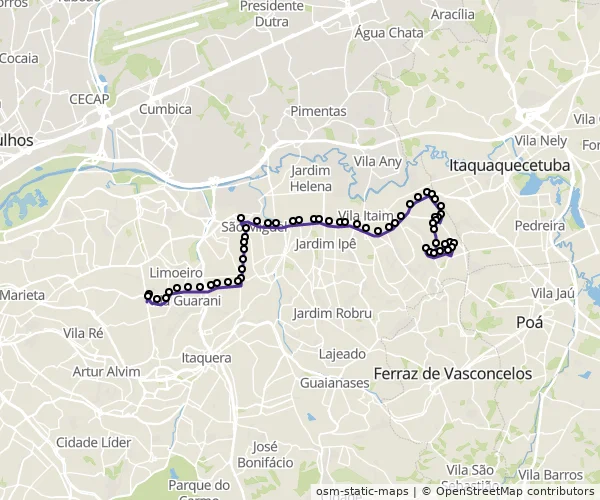 Mapa do itinerário da linha