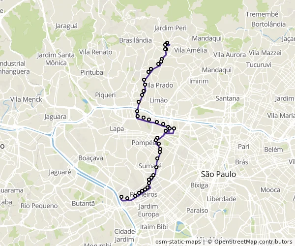 Mapa do itinerário da linha