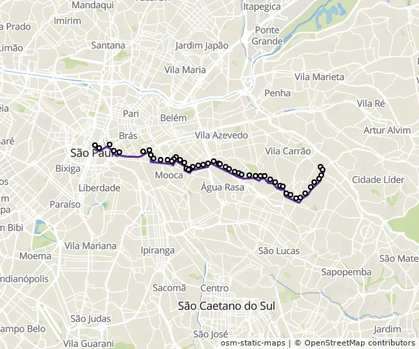 Mapa do itinerário da linha