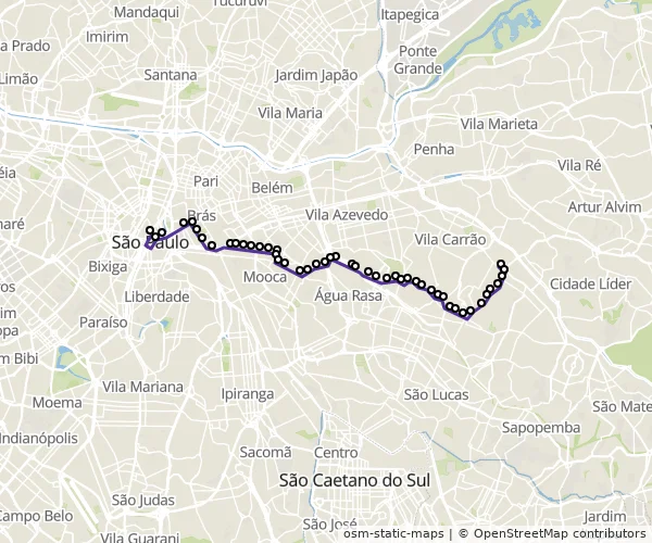 Mapa do itinerário da linha