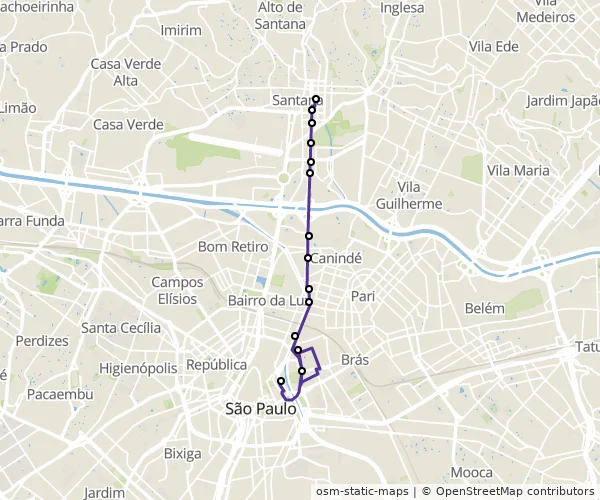 Mapa do itinerário da linha