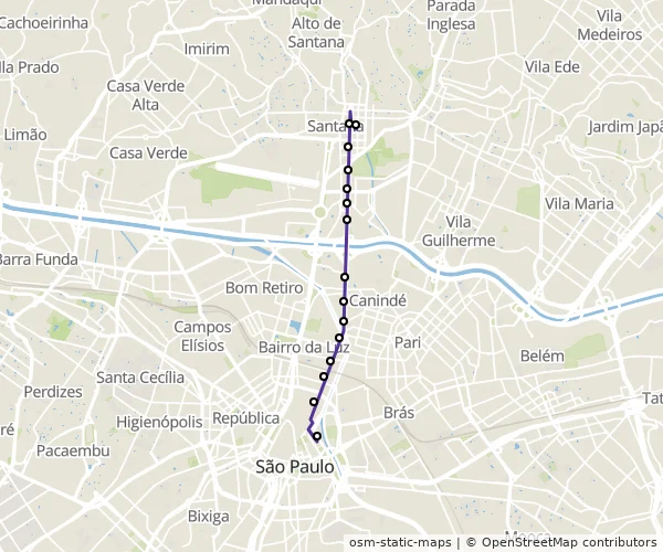 Mapa do itinerário da linha