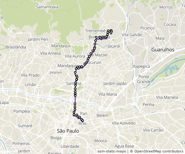 Mapa do itinerário da linha