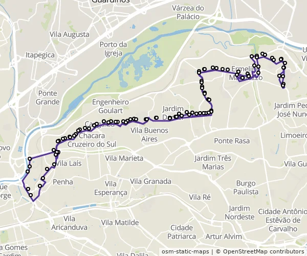 Mapa do itinerário da linha