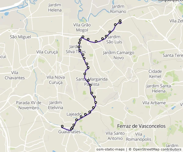Mapa do itinerário da linha