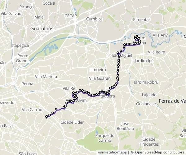 Mapa do itinerário da linha