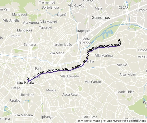Mapa do itinerário da linha