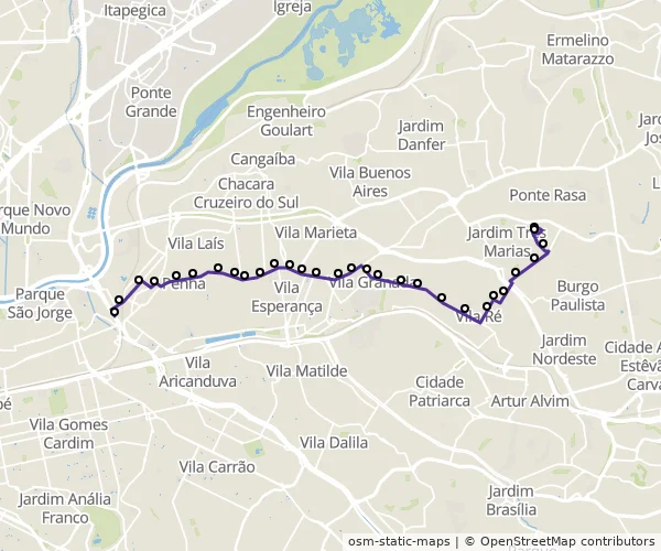 Mapa do itinerário da linha