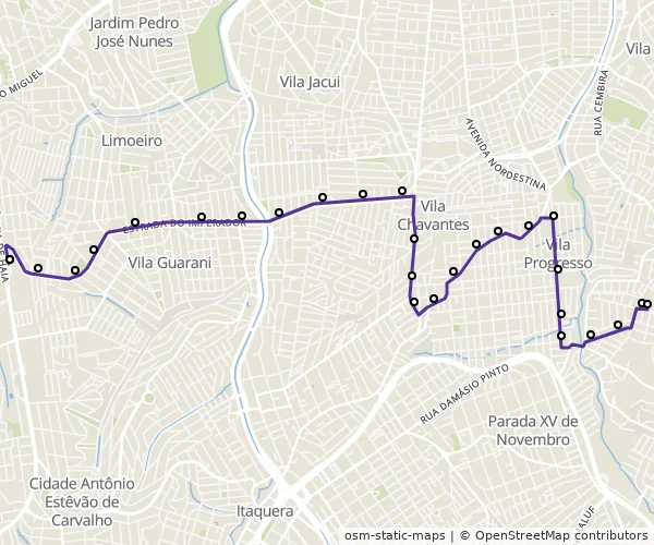 Mapa do itinerário da linha