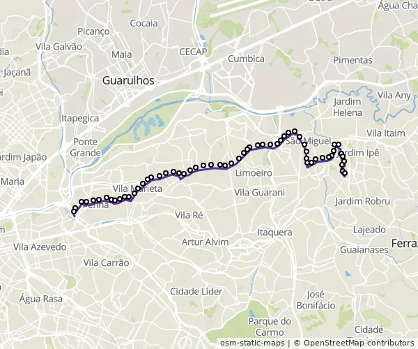 Mapa do itinerário da linha