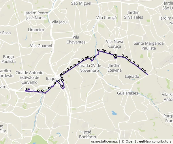 Mapa do itinerário da linha
