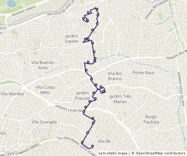 Mapa do itinerário da linha