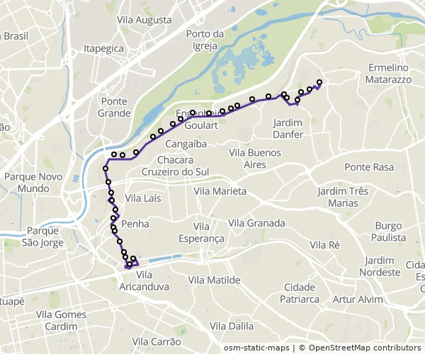 Mapa do itinerário da linha