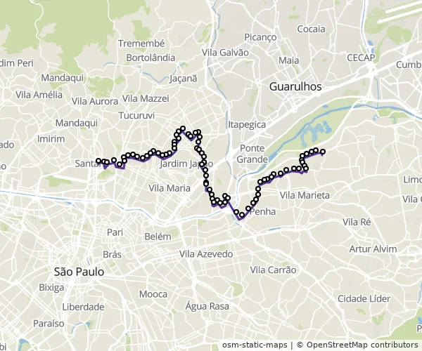 Mapa do itinerário da linha