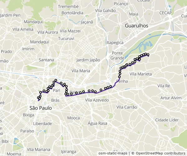 Mapa do itinerário da linha