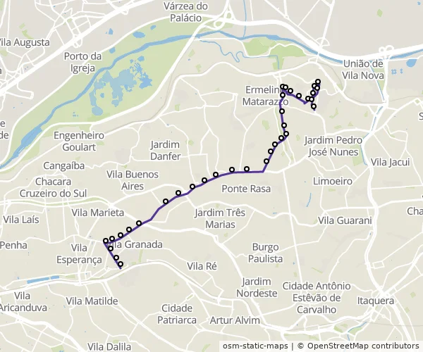 Mapa do itinerário da linha