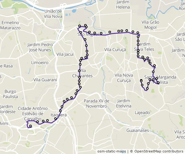 Mapa do itinerário da linha