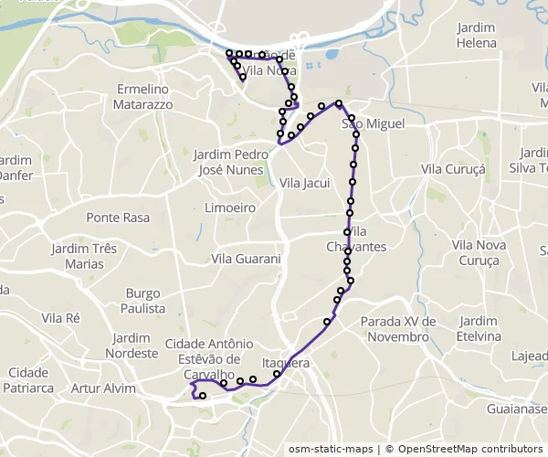 Mapa do itinerário da linha