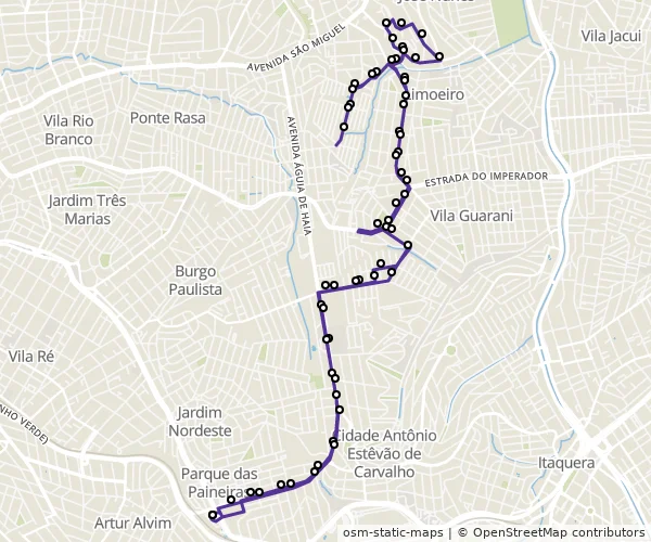 Mapa do itinerário da linha
