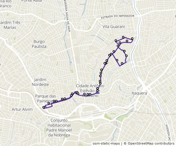 Mapa do itinerário da linha