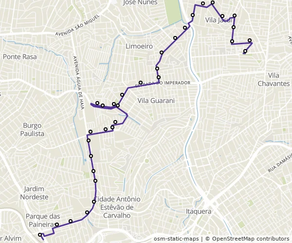 Mapa do itinerário da linha
