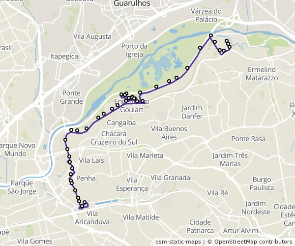 Mapa do itinerário da linha