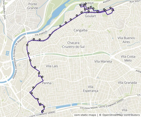 Mapa do itinerário da linha