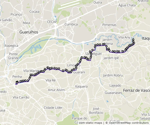 Mapa do itinerário da linha