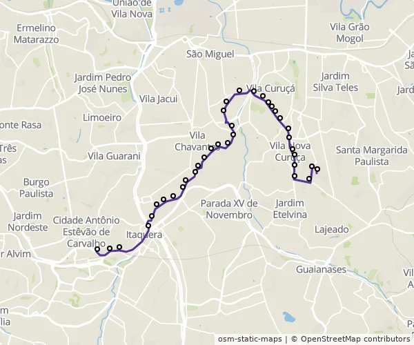 Mapa do itinerário da linha