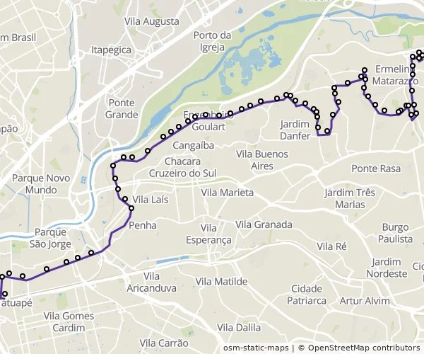 Mapa do itinerário da linha