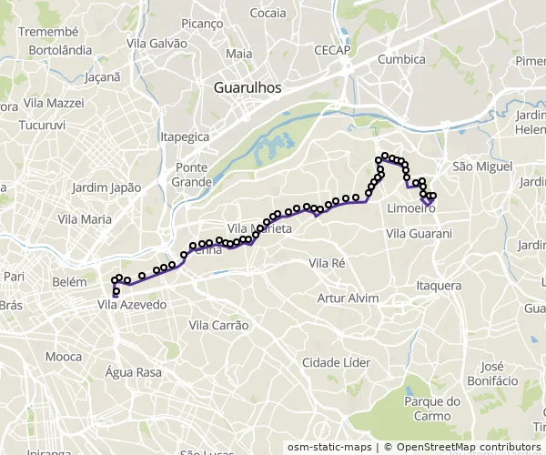 Mapa do itinerário da linha