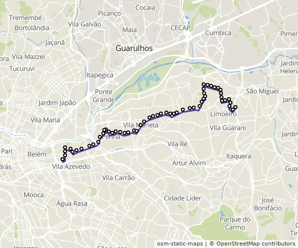 Mapa do itinerário da linha