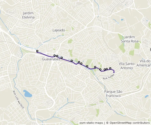Mapa do itinerário da linha