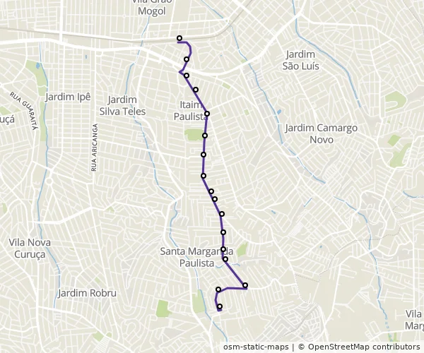 Mapa do itinerário da linha