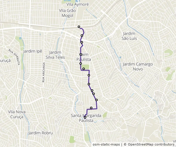 Mapa do itinerário da linha