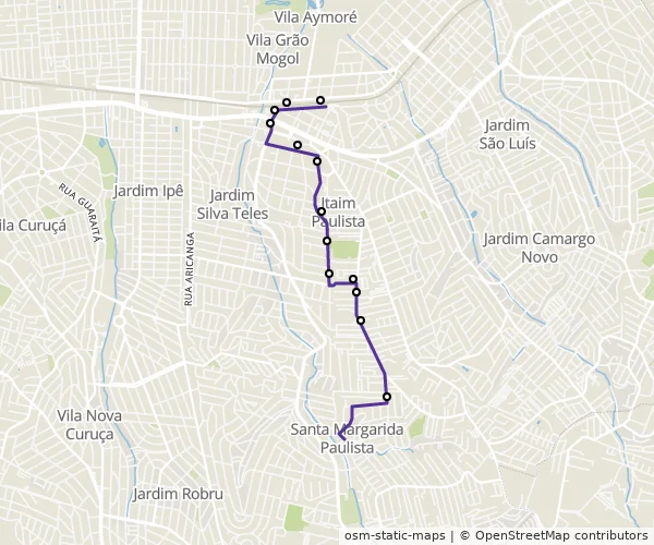 Mapa do itinerário da linha